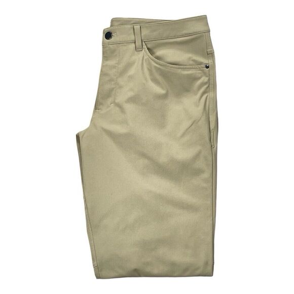 Lululemon Pants Mens 34x32 Beige ABC Classic Fit 5 Pocket Warpstreme - Picture 1 of 5